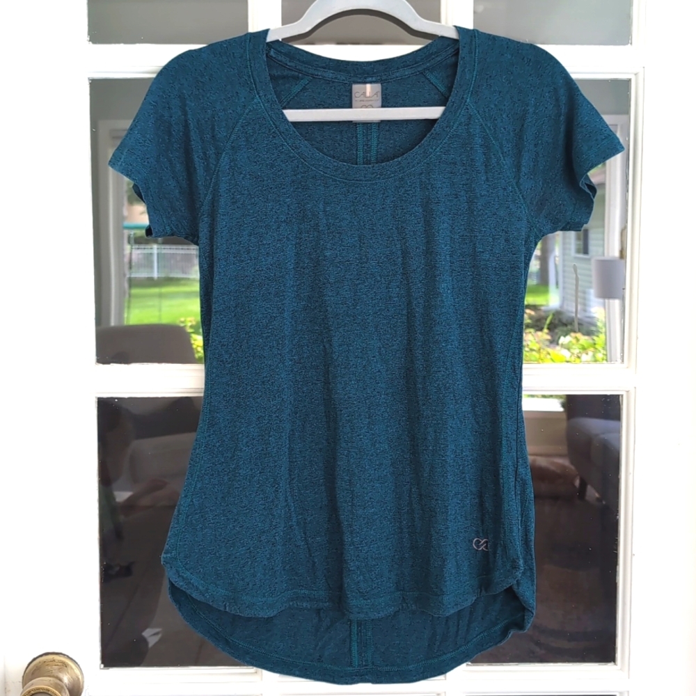 Women's Medium Calia By Carrie Underwood Short Sleeve Teal Blue Athletic Top